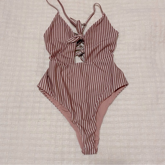 Paper Heart swim one piece stripe swimsuit - Picture 1 of 9
